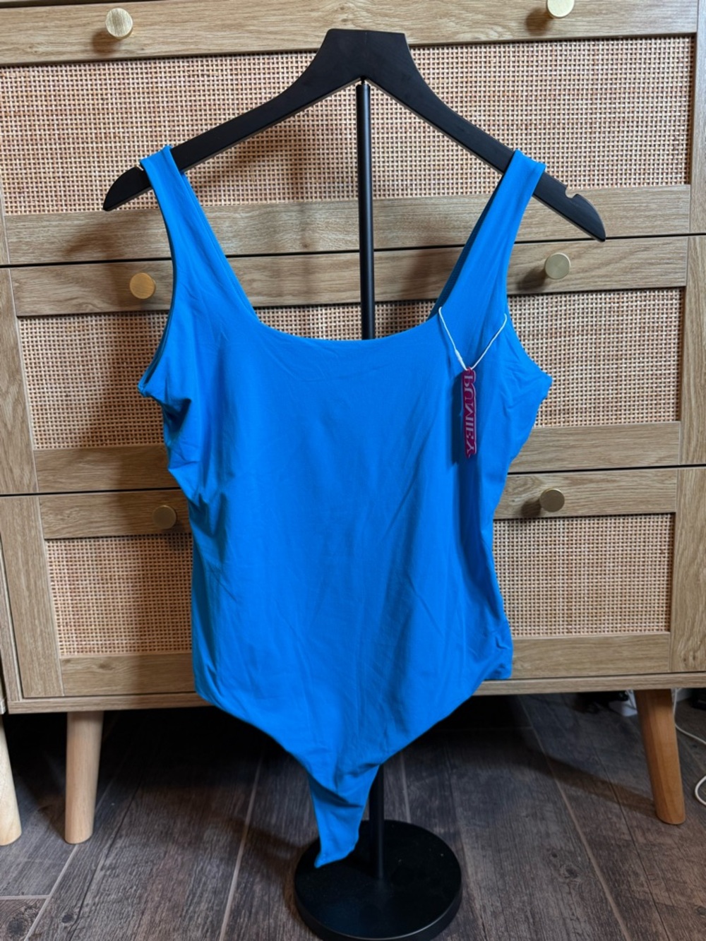 Bright Blue Scoop Neck Bodysuit by XOXO